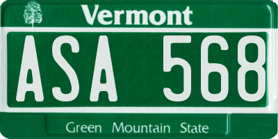 VT license plate ASA568