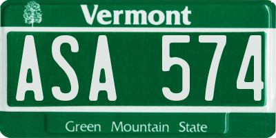 VT license plate ASA574