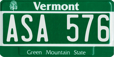 VT license plate ASA576