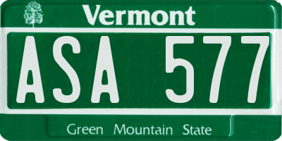 VT license plate ASA577