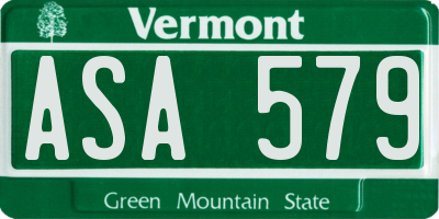 VT license plate ASA579
