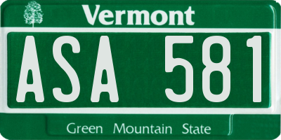 VT license plate ASA581