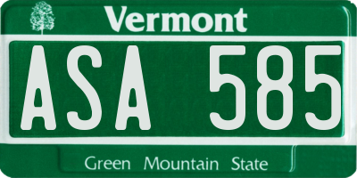 VT license plate ASA585