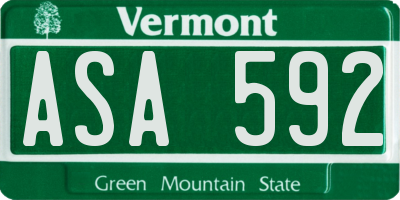 VT license plate ASA592