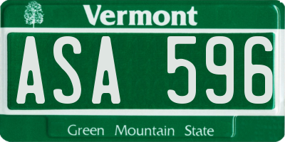 VT license plate ASA596