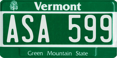 VT license plate ASA599