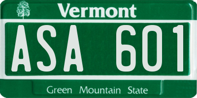 VT license plate ASA601