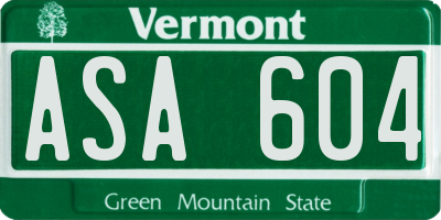 VT license plate ASA604