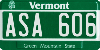 VT license plate ASA606