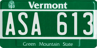 VT license plate ASA613
