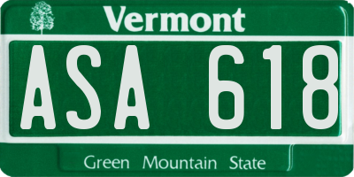 VT license plate ASA618