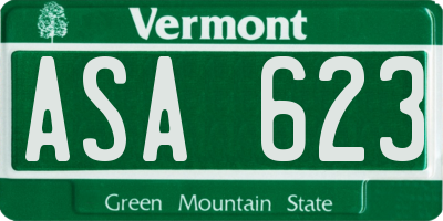 VT license plate ASA623