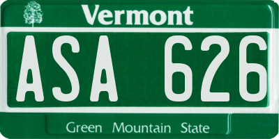 VT license plate ASA626