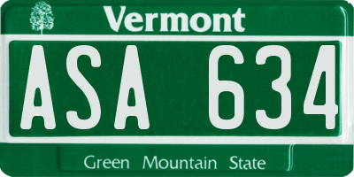 VT license plate ASA634