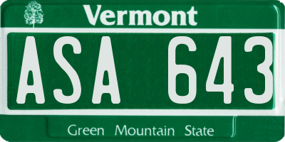 VT license plate ASA643