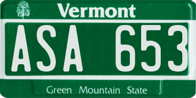 VT license plate ASA653