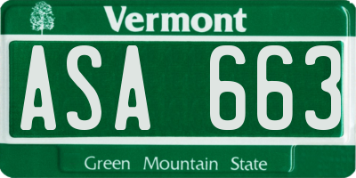 VT license plate ASA663