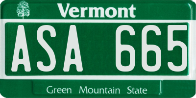 VT license plate ASA665