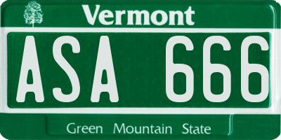 VT license plate ASA666