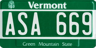VT license plate ASA669