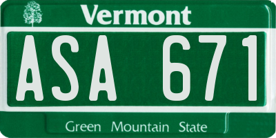 VT license plate ASA671