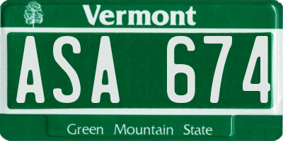 VT license plate ASA674