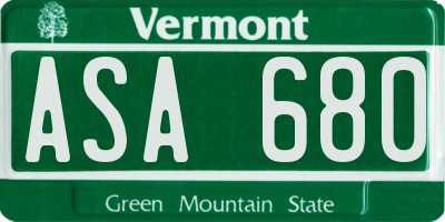VT license plate ASA680