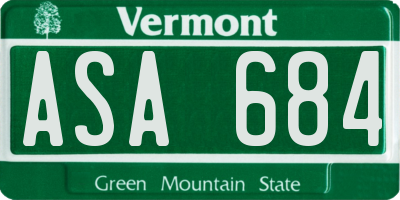 VT license plate ASA684