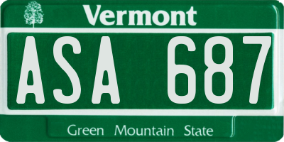 VT license plate ASA687