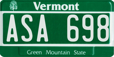VT license plate ASA698