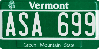VT license plate ASA699