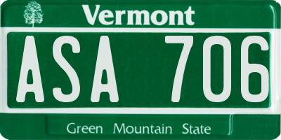 VT license plate ASA706