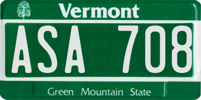 VT license plate ASA708