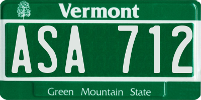 VT license plate ASA712