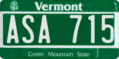 VT license plate ASA715
