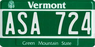 VT license plate ASA724