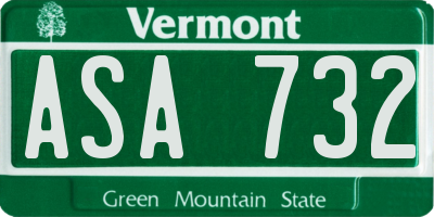 VT license plate ASA732