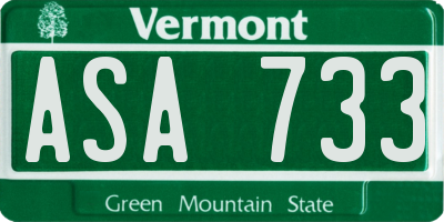 VT license plate ASA733