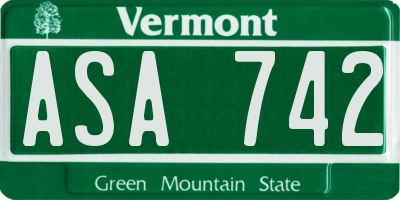 VT license plate ASA742