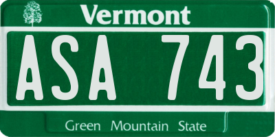VT license plate ASA743