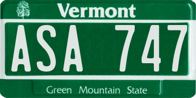 VT license plate ASA747