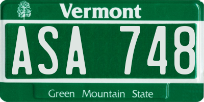 VT license plate ASA748