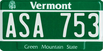 VT license plate ASA753