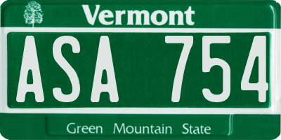 VT license plate ASA754