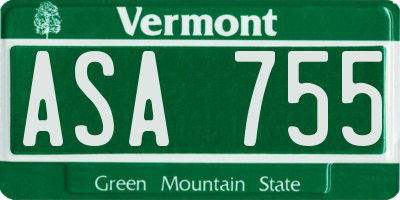 VT license plate ASA755