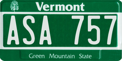 VT license plate ASA757