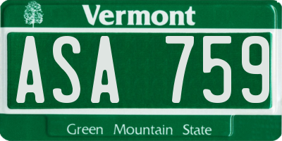 VT license plate ASA759