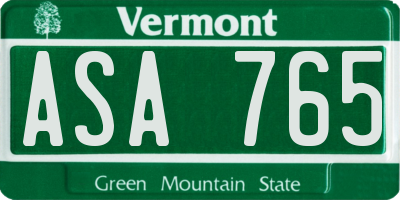 VT license plate ASA765