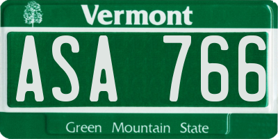 VT license plate ASA766