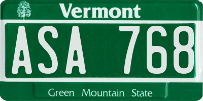 VT license plate ASA768